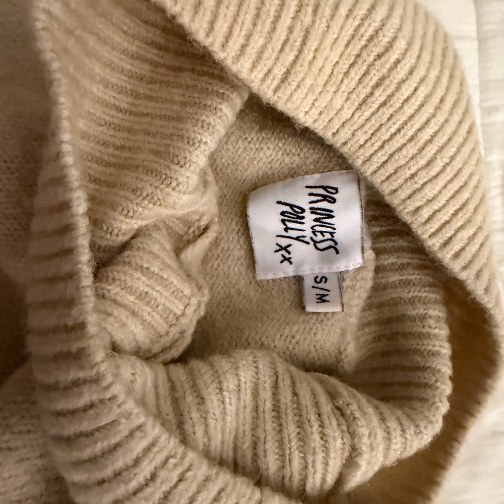 Princess Polly Cream Ribbed Sweater - Picture 2 of 4